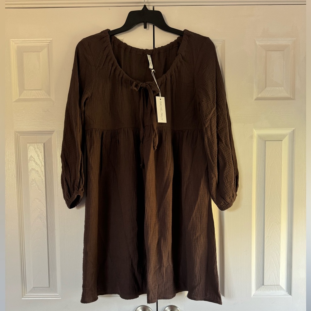 New with tag Rachel Pally Gia Dress in espresso gauze size M